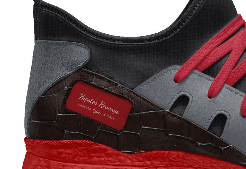 HIPSTER REVENGE red/grey contemporary sock runner tennis shoe